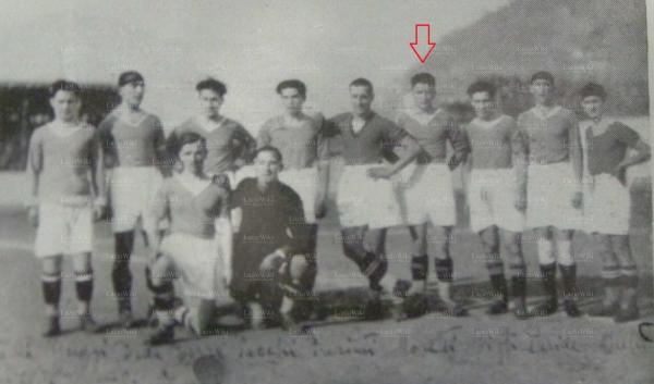 Michele Moretti durante un allenamento della Nazionale del 26 marzo 1931