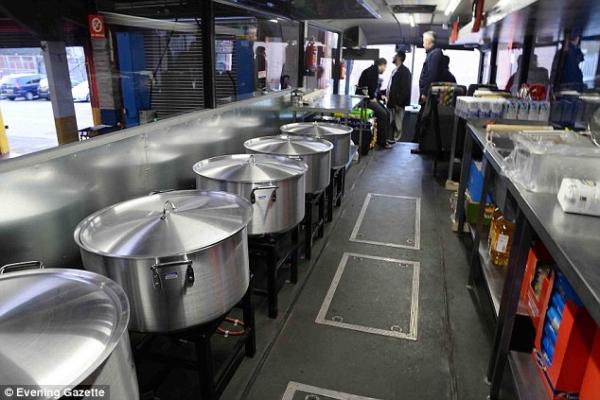 The kitchen inside the bus