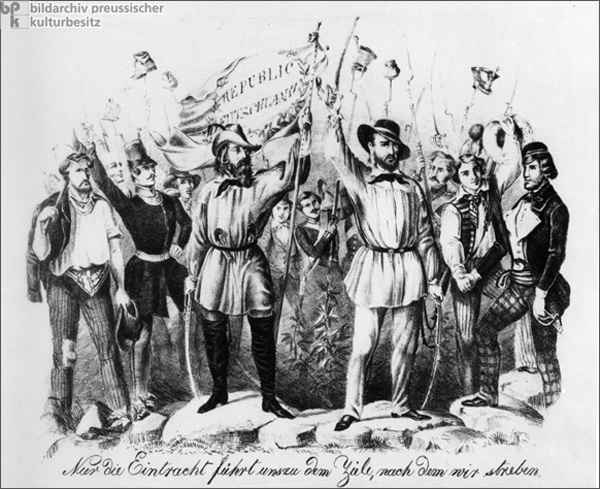 I leader della rivolta repubblicana nel Baden. 1848. Al centro Friedrich Hecker e Gustav von Struve.