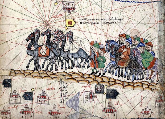 Carovana di ritorno di Marco Polo  Abraham Cresques ,1375  Atlas Catalan, BnF 