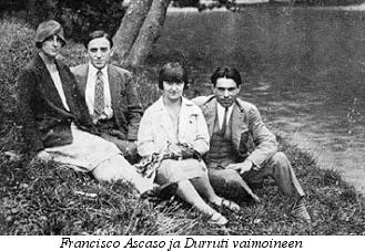 Francisco Ascaso e Durruti. La didascalia della foto, in lingua finlandese, recita: "Francisco Ascaso, Durruti e le loro compagne".