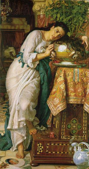 “Isabelle with the Pot of Basil”, dipinto di William Holman Hunt, 1867