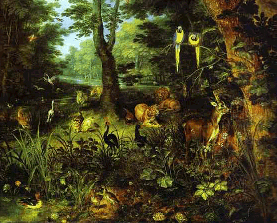Il giardino dell'Eden dans immagini sacre brueg