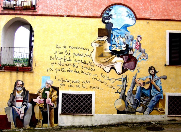 Orgosolo (Sardinia, Italy). Wall painting.