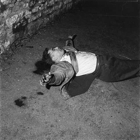 Parigi, 17 ottobre 1961. Un manifestante algerino ferito  nella ‎notte dalla polizia, foto di Elie Kagan.‎