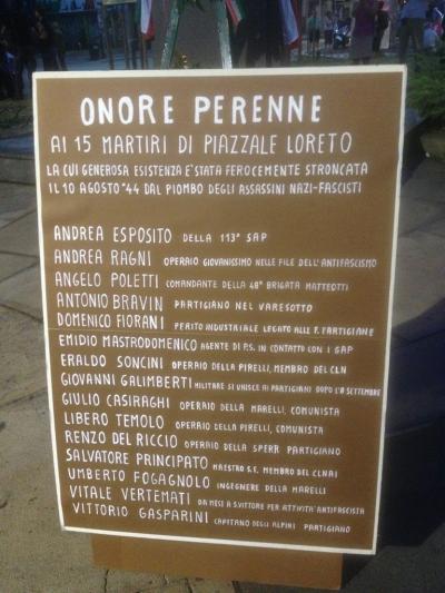 I nomi dei martiri di ‎piazzale Loreto‎