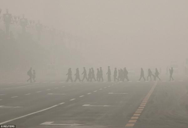 Beijing under Smog. Tiananmen Square, November 30, 2015