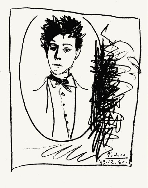 Arthur Rimbaud, ritratto disegnato da Picasso nel 1960