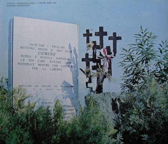 Cichero : monumento eretto a ricordo della rappresaglia nazifascista del 16 luglio 1944