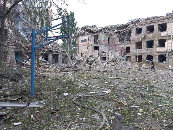 A school destroyed by Russian missiles in Ukrainian Kramatorsk