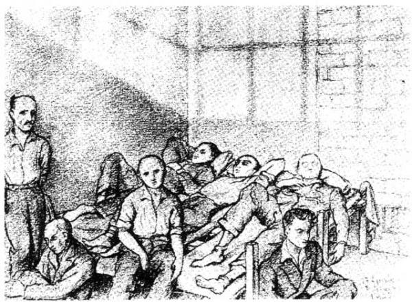 Prigionieri delle SS in via Tasso a Roma. Disegno di Michele Multedo, un pittore anch’egli detenuto