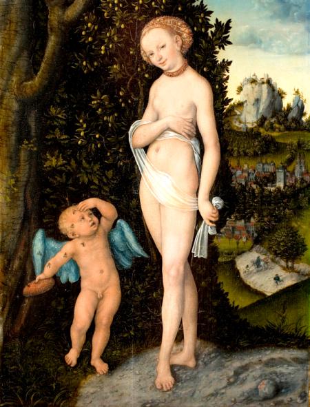 LA BELLE, LES ABEILLES ET LE VOLEUR DE MIEL<br />
Lucas Cranach – ca. 1530