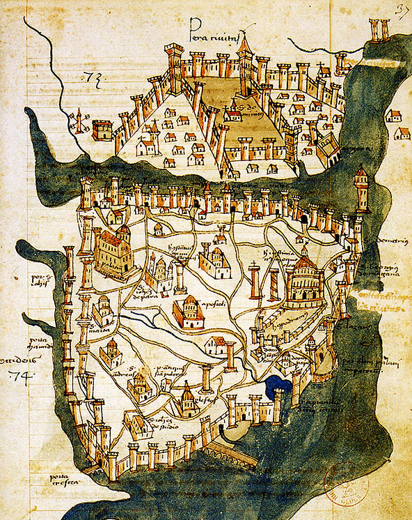 Cristoforo Buondelmonti Mappa di Costantinopoli , 1422 Bibliothèque nationale de France, Paris
