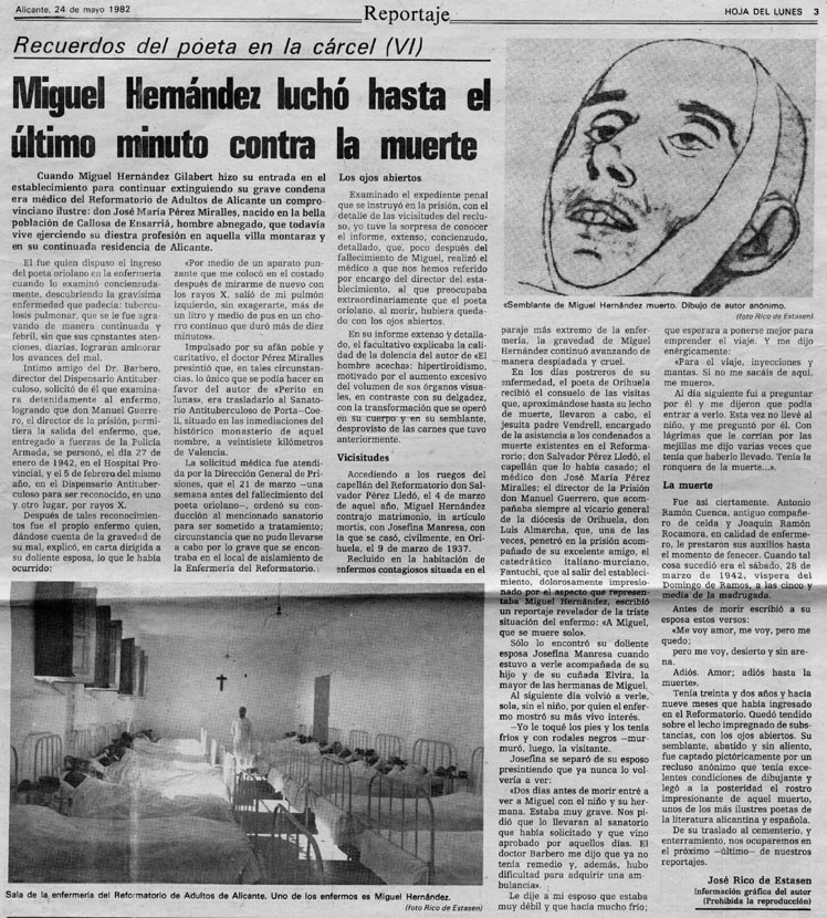  &lrm;Pagina commemorativa di Miguel Hern&aacute;ndez a 40 anni dalla morte &lrm;
