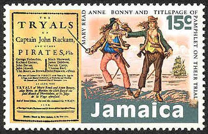 Francobollo giamaicano dedicato alle due piratesse