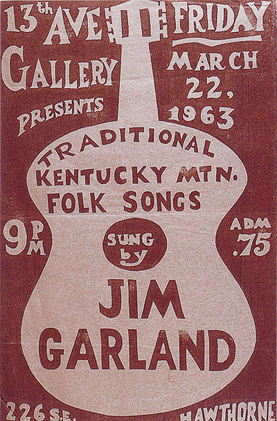 Manifesto di un concerto di Jim Garland nel 1963