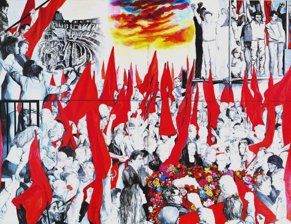 Renato Guttuso, “I funerali di Togliatti”, dipinto del 1972