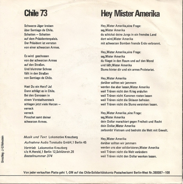 Hey, Mister Amerika / Chile 73