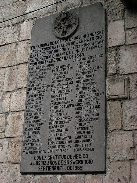 Targa commemorativa in ricordo dei soldati del Saint Patrick's battalion a Città del Messico