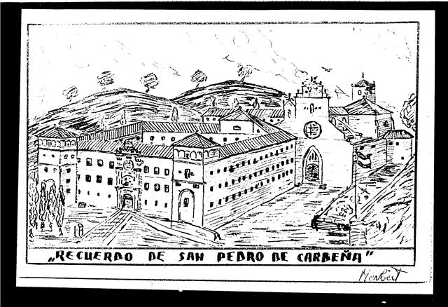 San Pedro de Cardeña.Cartolina postale disegnata dal brigadista sloveno Herbert Fornezzi, catturato e lì detenuto alla fine del 1938.