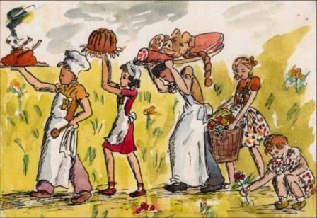 Disegno di Helga Weiss, ebrea ceca, internata a Theresienstadt che aveva 12 anni, nel 1941. Suo padre le raccomandò di disegnare tutto quello che vedeva. Helga finì poi ad Auschwitz e a Mauthausen, ma riuscì a sopravvivere, e così anche i suoi tanti disegni.