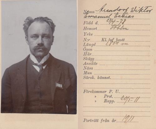 La foto segnaletica di Victor Arendorff, prigioniero n° 1093<br />
Victor Arendorff's mugshot, prisoner nr 1093