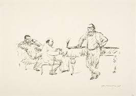 Bertolt Brecht, Hanns Eisler e Ernst Busch. Litografia di Arno Mohr (1959)