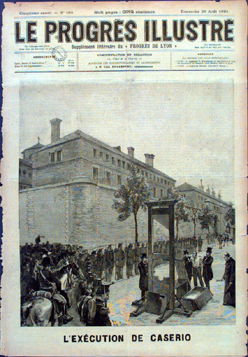 L'esecuzione di Sante Caserio, dal Progrès Illustré. Lione, 16 agosto 1894.