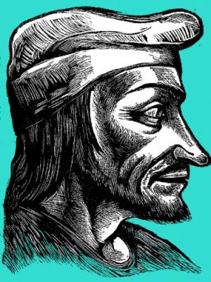 Cecco ‎Angiolieri immaginato dallo xilografo Pietro Parigi (1892-1990)‎