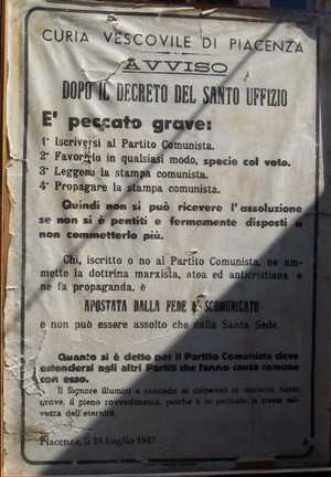 Comunisti, apostati della fede e scomunicati, 1947