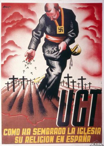 Poster anticlericale della UGT, Unión General de Trabajadores
