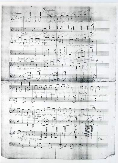 La partitura manoscritta originale della canzone.