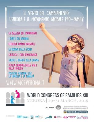 La locandina del "Congresso mondiale delle famiglie"...