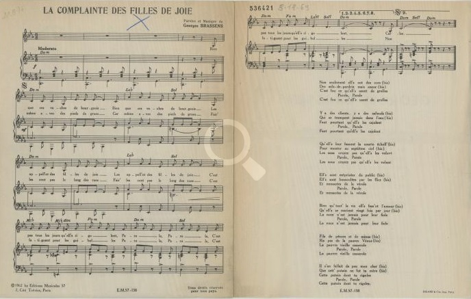 Spartito originale, Éditions Musicales 57, 1962 (data del copyright).
