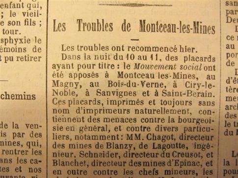 Montceau-les-Mines, 1882. Les troubles