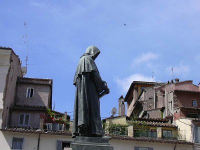 La statua a Giordano Bruno in Campo de' Fiori, a Roma.