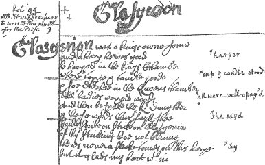 L'inizio di Glasgerion nel Folio Percy. Visibili le note di Sir Thomas Percy.