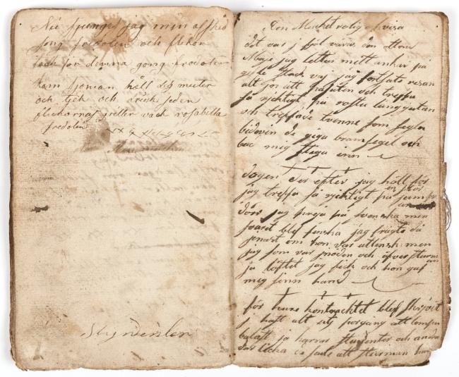 Il manoscritto di Bröms Gyllenmärs con la raccolta di canti (XVII secolo)