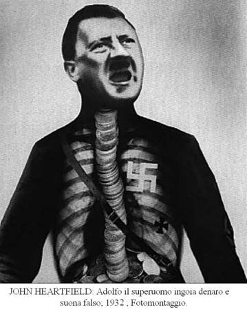 Un famoso fotomontaggio dell’artista tedesco Helmut Herzfeld (anglicizzatosi il nome in John Heartfield, in segno di protesta contro la campagna patriottica anti-britannica dei nazional-socialisti), pubblicato su AIZ.