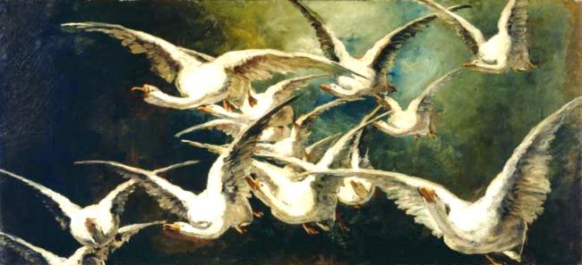 La Migration des oies  <br />
Elisabeth Nourse - 1883