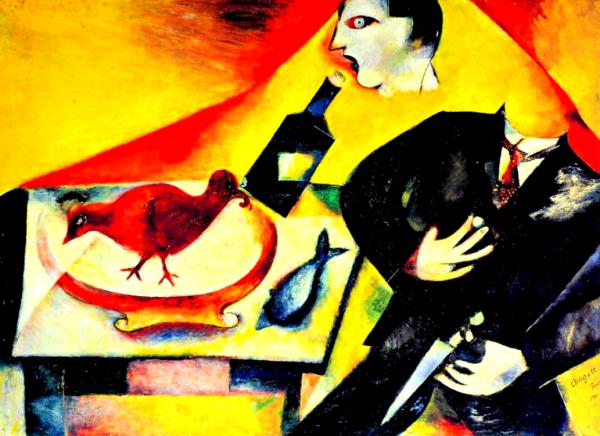 L’IVROGNE PERD LA TÊTE  <br />
Marc Chagall – 1912