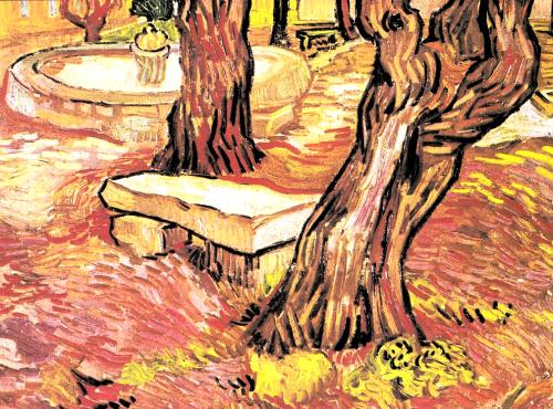 LE BANC DANS LE JARDIN DE L’HÔPITAL      <br />
Vincent Van Gogh — 1889