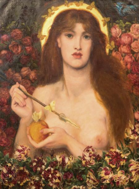 LA FILLE ET LES ROSES     <br />
Venus Verticordia     <br />
Dante Gabriel Rossetti - 1868 