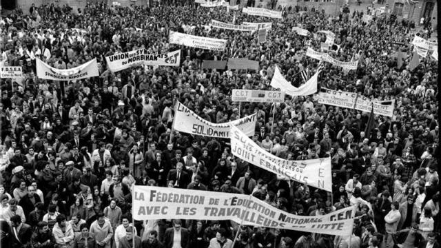 Saint-Brieuc, 11 aprile 1972: centomila persone manifestano a sostegno degli scioperanti (la città ha 47.000 abitanti).