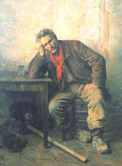  Le Chômage, dipinto di Louis-Adolphe Tessier, ‎‎1886, Museo della Belle Arti, Angers.‎
