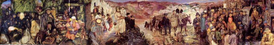 “Lucania ‘61”, grande dipinto di Carlo Levi. A destra è ritratto Rocco Scotellaro che parla ai contadini.