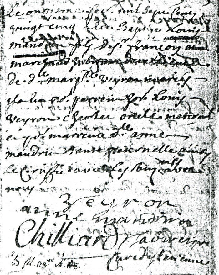 L'atto di nascita di Louis Mandrin (1725)