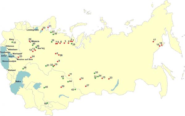 Mappa dei Lager di detenzione e deportazione degli antifascisti italiani