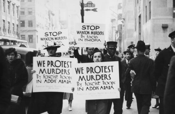 Proteste ‎negli USA contro l’invasione italiana dell’Etiopia‎