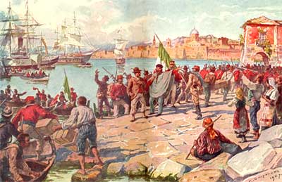 Giuseppe Garibaldi e i Mille sbarcano a Milazzo.